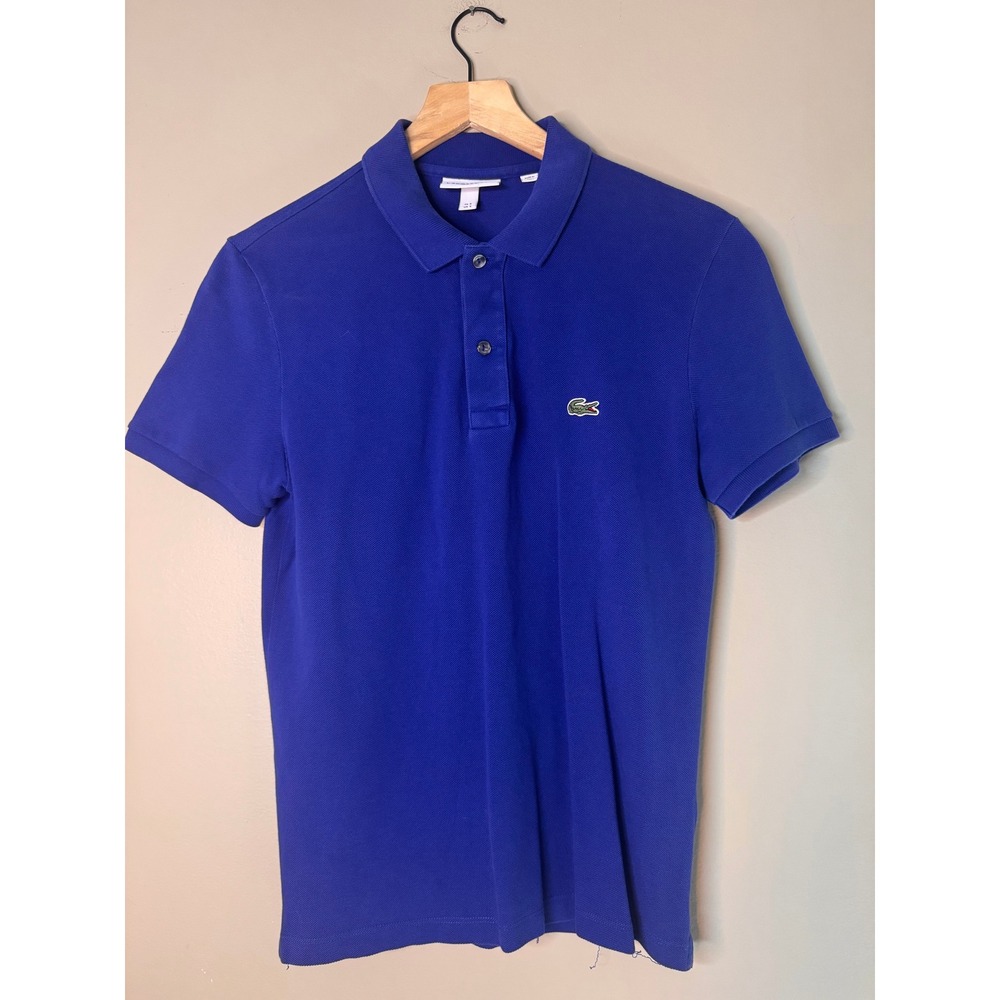 Lacoste Mens Slim Fit Short Sleeve Pique Polo Shirt Royal Blue Size US S FR 3